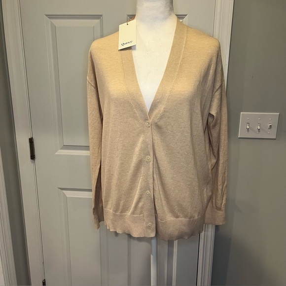 Quince NWT Lightweight Cotton Cashmere Blend Cream Button Cardigan, size M - Picture 5 of 12